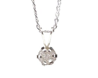 6mm Pendant Necklace with Rough Diamond - Sterling Silver - Natural White Raw Diamond Conflict Free - April Birthstone