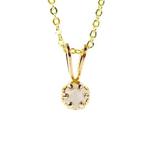4mm Rough Diamond Pendant Necklace on 14K Gold Filled - White Natural Raw Diamond