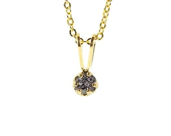 3.5mm Rough Diamond Necklace on 14K Gold Filled - 6-prong Pendant with Black Raw Diamond