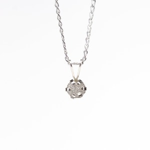 6mm Pendant Necklace with Rough Diamond - Sterling Silver - Natural White Raw Diamond Conflict Free - April Birthstone
