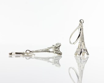 Eiffel Tower Earrings with Lever Back - Sterling Silver Earrings - I Love Paris - French Collection - Romantic Gift For Her