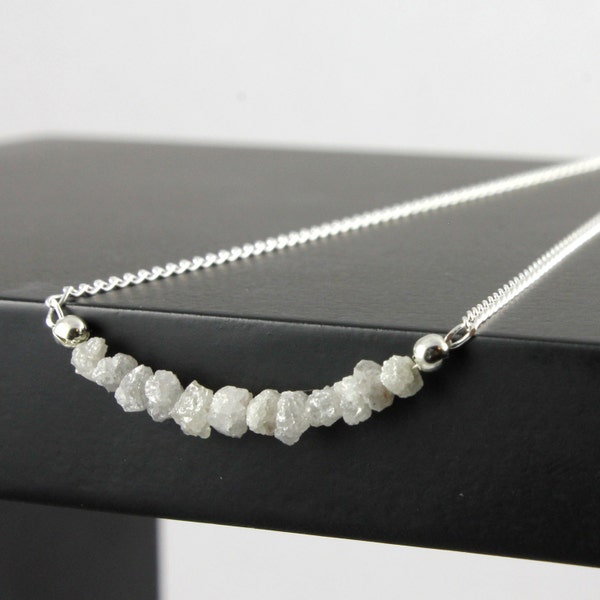 Raw Diamond Bar Necklace - Mother's Day Gift -April Birthstone Gift Necklace -White Rough Diamond Necklace - Novelty Gift - April Birthstone