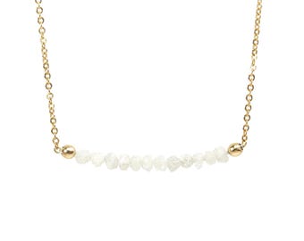 White Diamond Necklace in 14K Gold Filled - Mother's Day Gift - Rough Uncut Diamonds - Natural Unfinished Raw Diamonds - April Birthstone