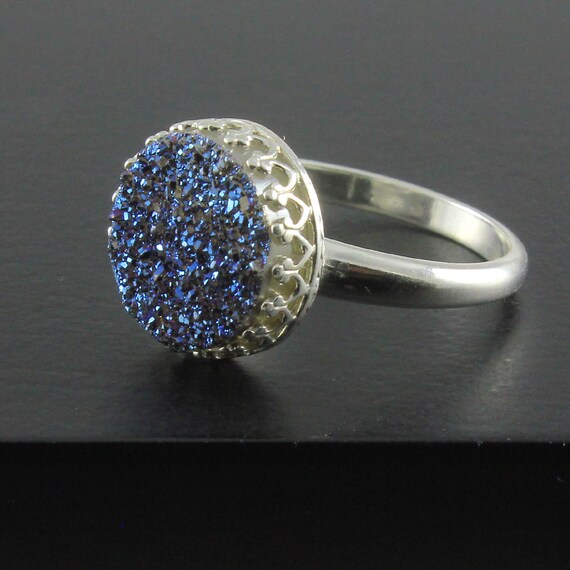 Blue druzy ring deals