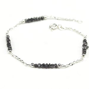 Multi-row Rough Diamond Bracelet - Silver Raw Diamond Bracelet - Uncut Unfinished Diamonds - April Birthstone