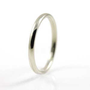 14K Gold Wedding Band Comfort-fit Design - 2mm Half-Round Band - White Yellow or Rose Gold