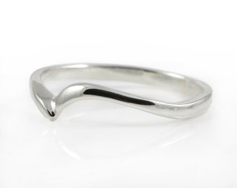 Silver Wedding Band - Swirl Design Simple Ring - Custom Band Made to Go with Swirl Diamond Ring