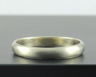 14K Gold Band 3mm Matte Finish - Half Round Simple Band - Brushed Finish Band - White Yellow Rose Gold