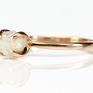 1ct Rough Diamond Ring - 14K Solid Gold - White Natural Uncut Diamond Conflict Free - Engagement Ring Solitaire