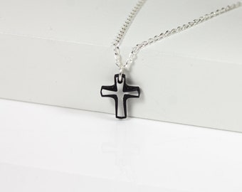 12mm Swarovski Cross Necklace - Sterling Silver Necklace with Tiny Cosmojet Cross