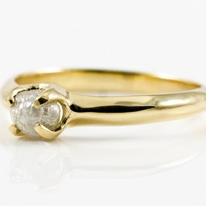 14K Gold Promise Ring with White Rough Diamond - Simple Design Ring - Natural Conflict Free Raw Diamond - Wedding Ring - Engagement