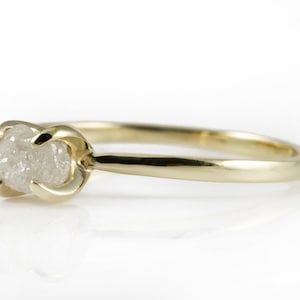 14K Yellow Gold Rough Diamond Ring - Raw Unfinished Diamond Conflict Free True White Diamond - Engagement Ring, Solitaire