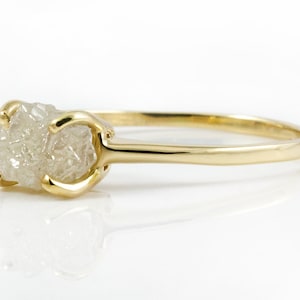 1.5 - 2.0CT Raw Rough Diamond Ring - 14K Yellow Gold Engagement Ring - Conflict Free Natural Diamond Ring - Oval White Raw Diamond