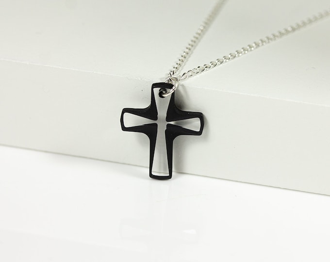 Featured listing image: 20mm Swarovski Cross Necklace - Sterling Silver Necklace with Cosmojet Cross - Large size