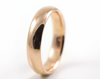 5mm Wedding Band - 14K Gold Comfort-fit Design Band - Half-Round - White Yellow or Rose Gold