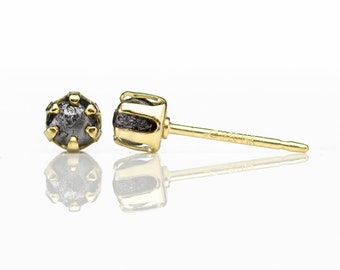 4mm Rough Diamonds Studs - 14K Gold Filled Post Earrings - Conflict Free Natural Raw Diamonds Unfinished - Gold Earstuds