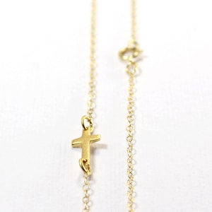 Small Sideways Cross Necklace - 24K Vermeil Gold Necklace