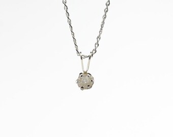5mm Pendant Necklace with White Rough Diamond on Sterling Silver - Natural Raw Diamond Conflict Free - April Birthstone