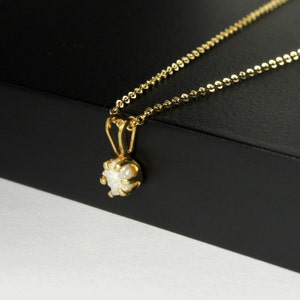 4.5mm Rough Diamond Pendant Necklace - Simple 14K Gold Filled Necklace with White Raw Diamond - Natural Unfinished Conflict Free Diamond