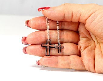 Swarovski Crystal Cross Necklace - Sterling Silver Chain - Cosmojet Pendant Large or Small