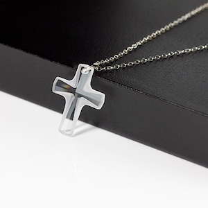 Swarovski Cross on Sterling Silver Chain - Crystal Clear Swarovski Crystal - Silver Necklace with Cross Pendant Large or Small