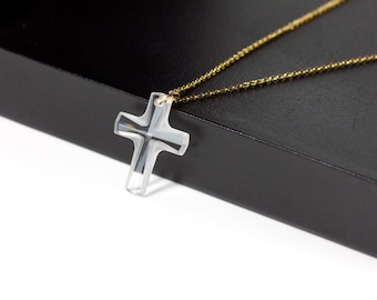 Swarovski Cross on 14K Gold Filled Chain - Crystal Clear Swarovski Crystal - Necklace with Cross Pendant Large or Small