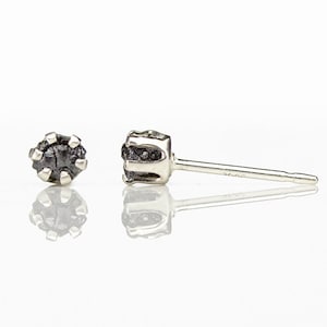 3mm Rough Diamonds in Sterling Silver - Post Earrings - Small Stud Earrings - Uncut Raw Diamonds