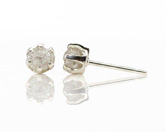 Raw diamond stud earrings sale