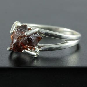 Raw Garnet Ring - Rough Natural Garnet - Raw Stone Ring - January Birthstone Gift Idea - Sterling Silver