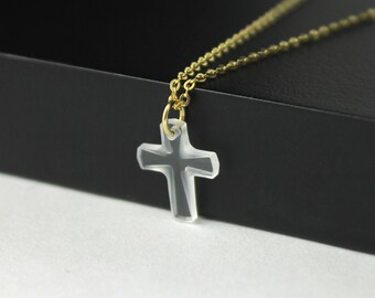 Cross Necklace Gold - Swarovski Cross - 14K Gold Filled - Tiny Crystal Cross - Prom, Graduation Gift