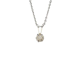 5mm Pendant Necklace with White Rough Diamond on Sterling Silver - Natural Raw Diamond Conflict Free - April Birthstone