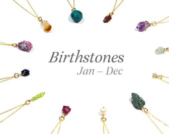 Birthstone Necklace - Rough Gemstone Necklace - Birthday Necklace - Personalized Jewelry - Chakra Jewelry - Birthday Gift