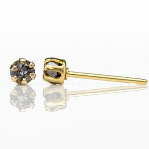 3mm Rough Diamond Stud Earrings - 14K Gold Filled Posts - Black Raw Diamonds - April Birthstone