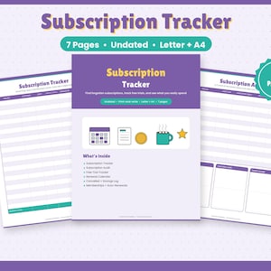 Subscription Tracker Printable, Streaming Membership Recurring Log