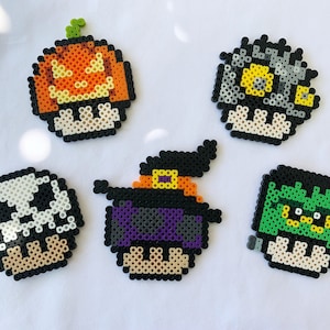 Spooky Mushroom Mashups - 8-bit perler bead art