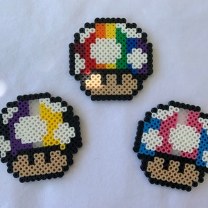 Pride Mushroom Mashups - 8-bit perler bead art