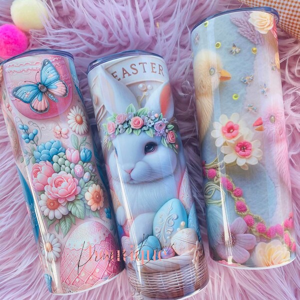 3D Easter/Vintage Style Sublimation Tumbler/Coffee Tumbler/Custom Tumbler