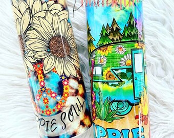 Hippie/Boho/Sunflower/Sublimated Tumbler/Coffee Tumbler/Custom Tumbler