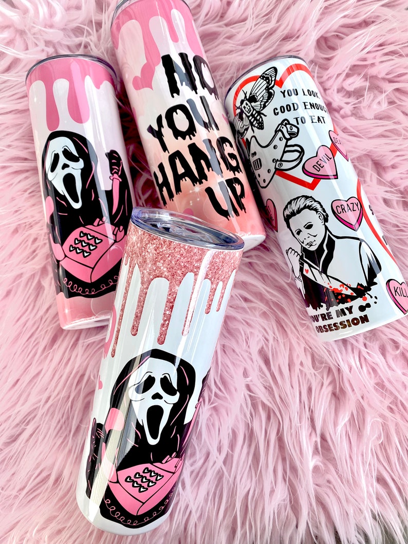 Pink/Blue/Horror/Thriller/Sublimated Tumbler/Custom Tumbler/Coffee Tumbler 