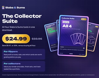 Trading Card Collector Bundle | 4 Spreadsheets: Flip Profit, Grading ROI, Collection, Sealed Trackers | Excel & Google Sheets