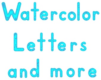 Handmade Blue PNG Watercolor Paint Splatter Bubble Letters Numbers Punctuation for DIY Crafting Sublimation Printing  (Digital Download)