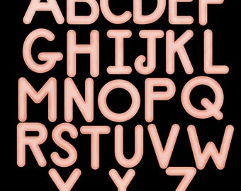 Bubble Letter Alphabet PNG, Orange Watercolor Uppercase and Lowercase with Numbers