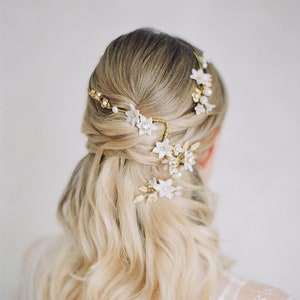 CECILE Floral Porcelain Bridal Headpiece Necklace image 4