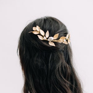 LARA Gold Leaf Baroque Pearl Bridal Wedding Haircomb, Bridal Hairvine, Wedding Headpiece, Gold Bridal Headpiece, Leaf Headband, Pearl Comb image 1