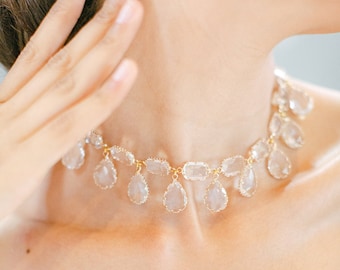 AERIN | Emerald cut crystal necklace