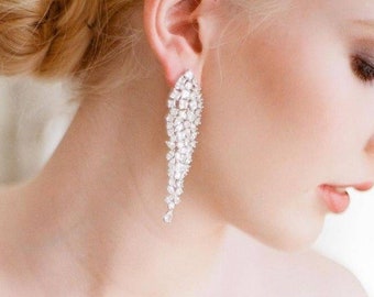 CARTER / Pendientes colgantes de diamantes de lujo, pendientes colgantes, pendientes de cristal, pendientes brillantes, pendientes llamativos, joyas