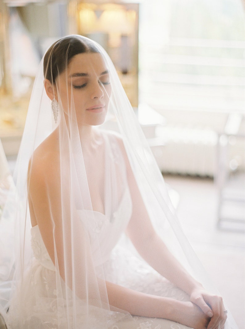 GOSSAMER Sheer Bridal Circular Tulle Blusher Veil image 3