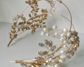 PERSEPHONE | Opal pearl bridal headpiece