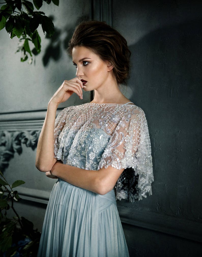 beaded sparkly bridal capelet