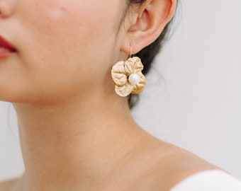 OLIVIA | Gilded Porcelain Flower Earrings, Bridal Earrings, Wedding Accessories, Drop Bridal Earrings, Floral Earrings, Bridesmaid Earrings